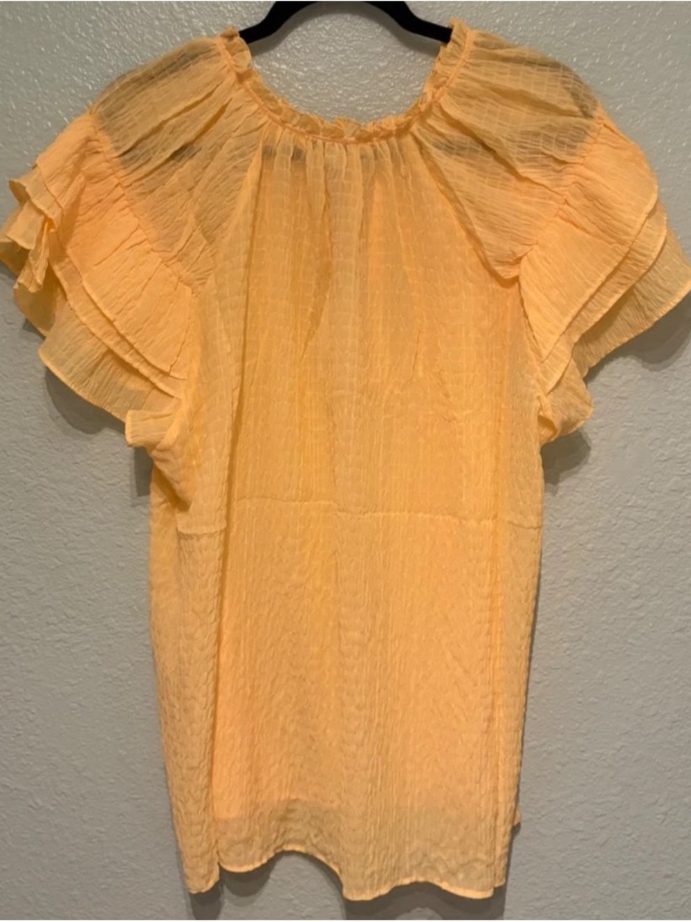 Rose & Olive Yellow Flutter-Sleeve Peasant Top - Picture 4 of 5